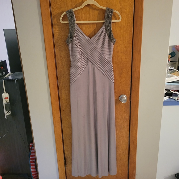 Calvin Klein Bronze Beaded Strap Maxi Formal Evening Gown Size 4 - Picture 1 of 5